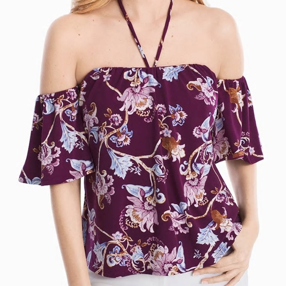 White House Black Market Off-the-Shoulder Floral T